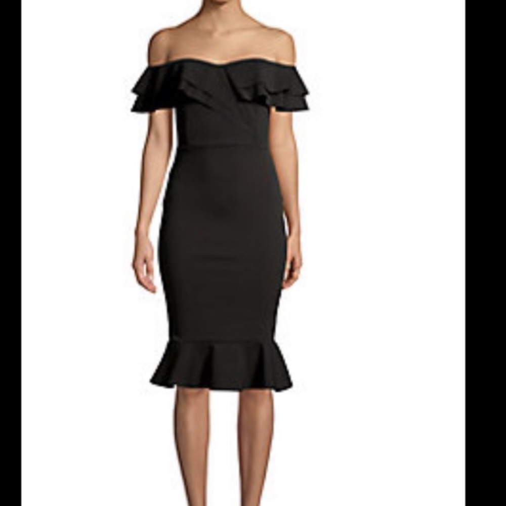 Quiz Bardot Frill-Hem Midi Dress